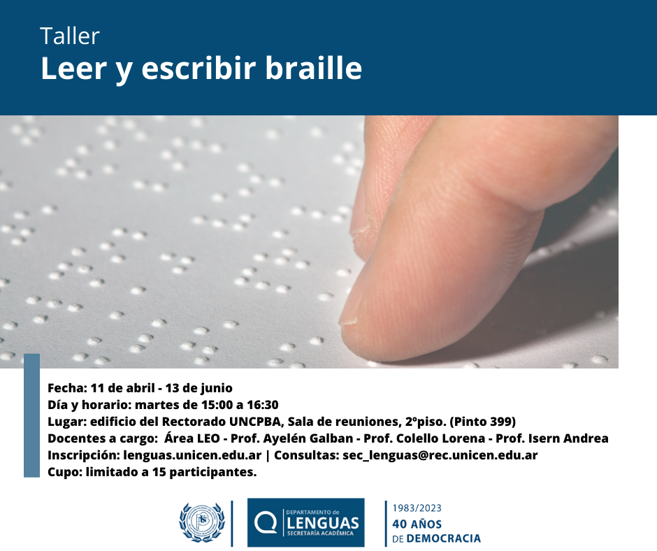 Abierta la inscripción: Taller Leer y escribir braille