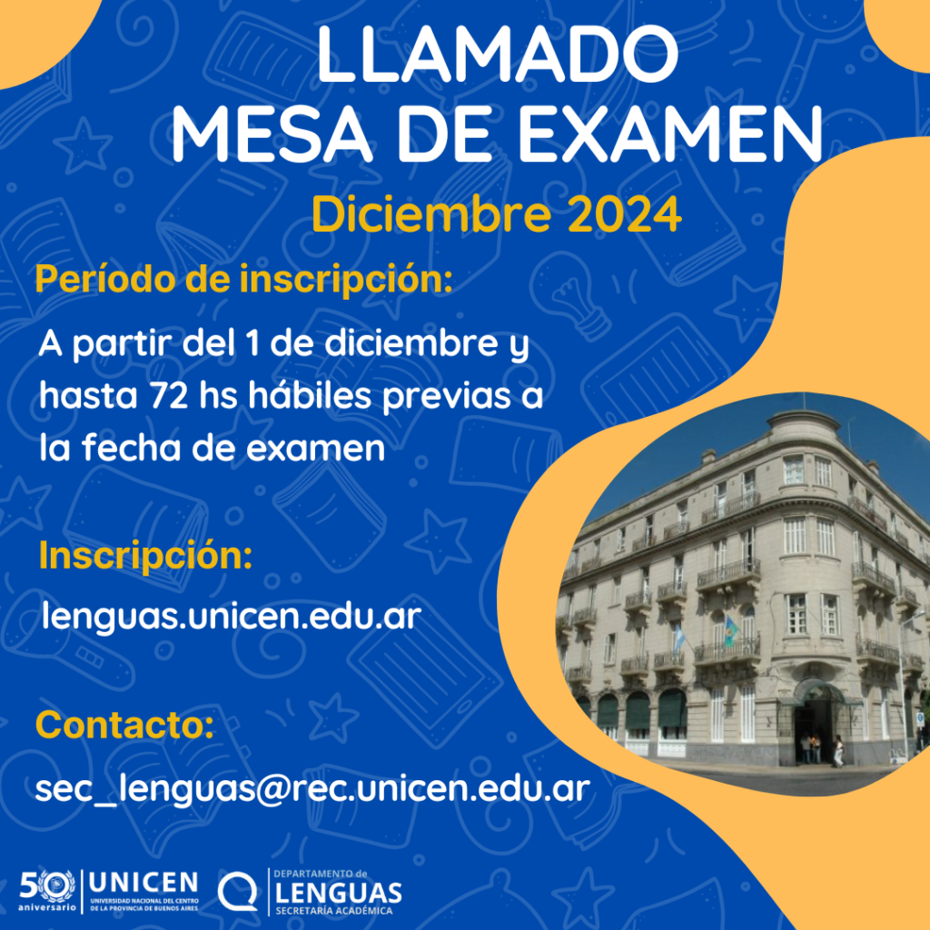 Llamado a mesa de examen – DICIEMBRE 2024