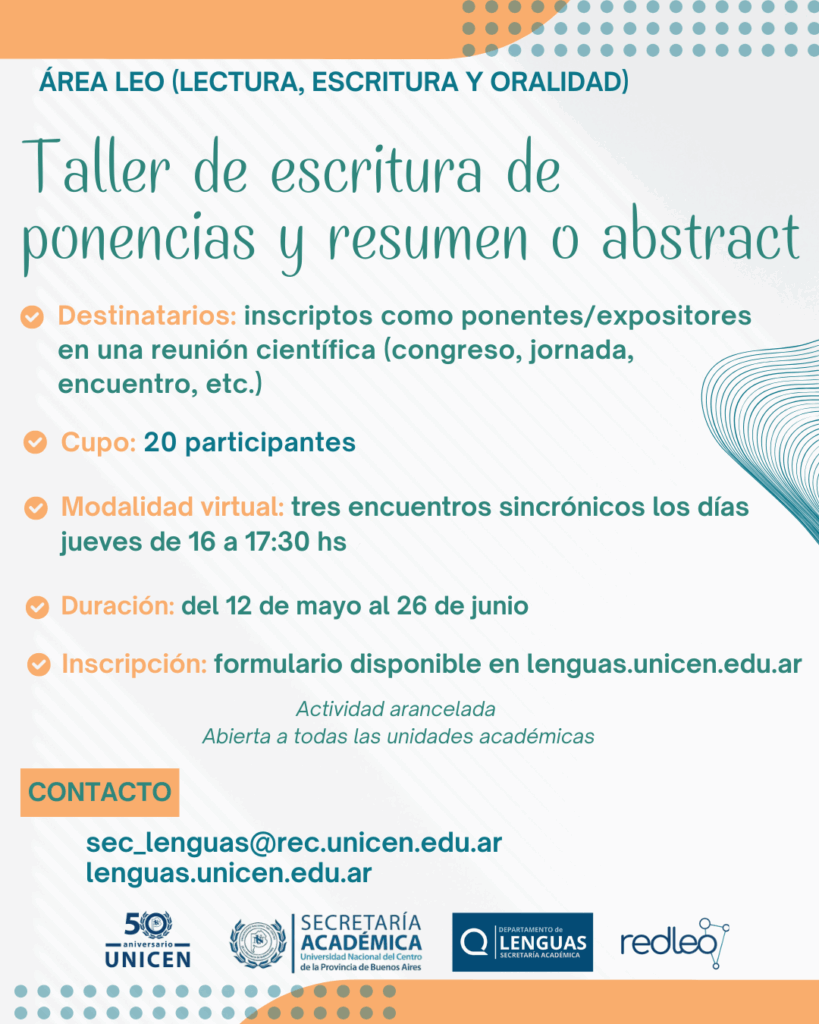 Taller de escritura de ponencias y resumen o abstract