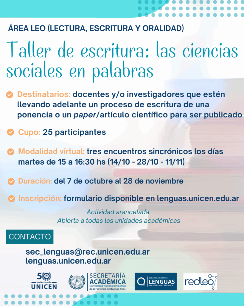 Abierta la inscripción al taller de escritura: “Las ciencias sociales en palabras”