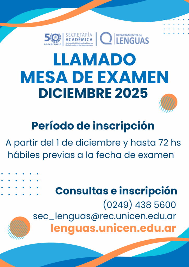 Llamado a mesa de examen – DICIEMBRE 2025