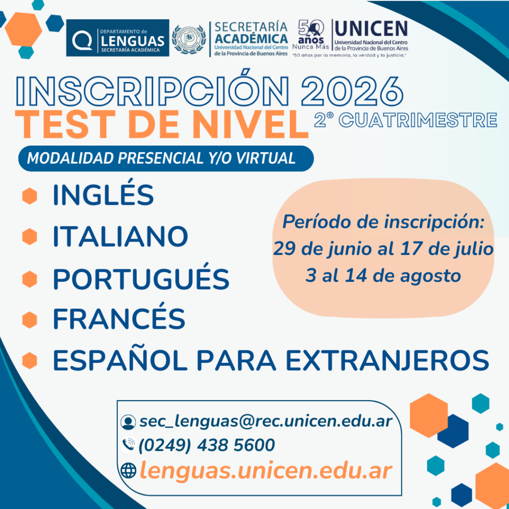 Inscripción a Test de Nivel – Agosto 2026 Inscripción a Test de Nivel – Agosto 2026