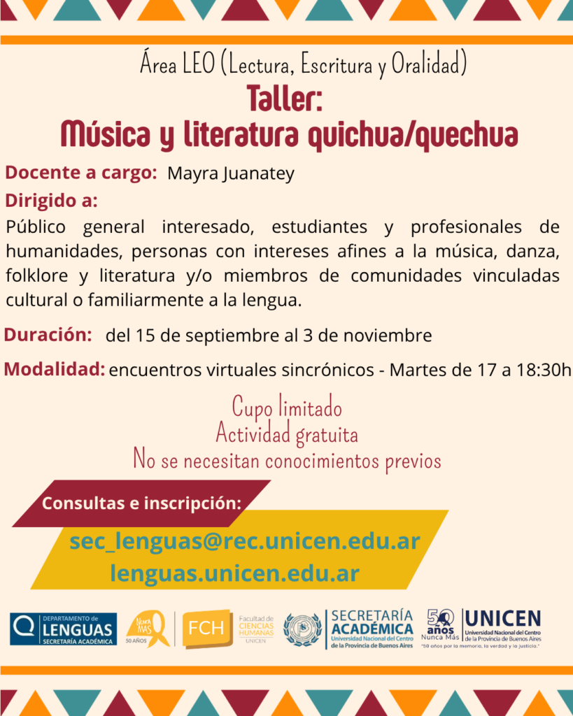 Taller “Música y literatura quichua/quechua”
